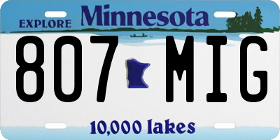 MN license plate 807MIG