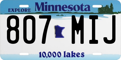 MN license plate 807MIJ
