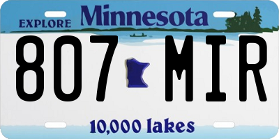 MN license plate 807MIR