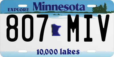 MN license plate 807MIV
