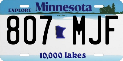 MN license plate 807MJF