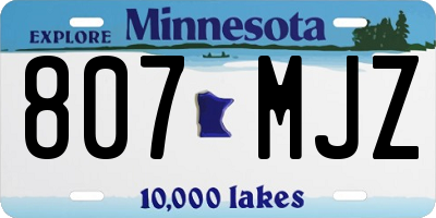 MN license plate 807MJZ