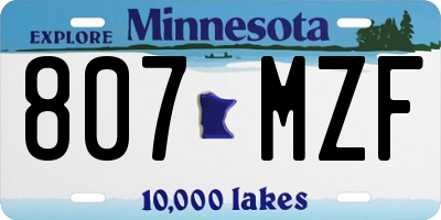 MN license plate 807MZF
