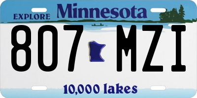 MN license plate 807MZI
