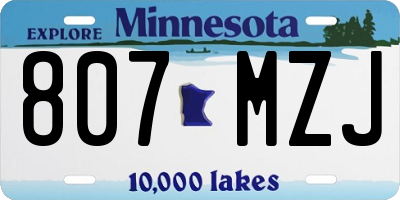 MN license plate 807MZJ