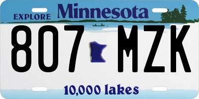 MN license plate 807MZK