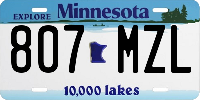 MN license plate 807MZL