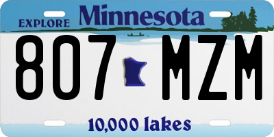 MN license plate 807MZM