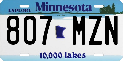 MN license plate 807MZN