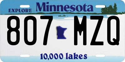 MN license plate 807MZQ