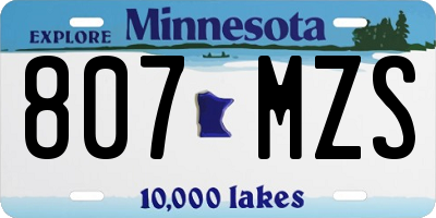 MN license plate 807MZS