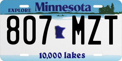 MN license plate 807MZT