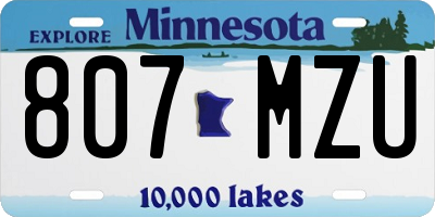 MN license plate 807MZU