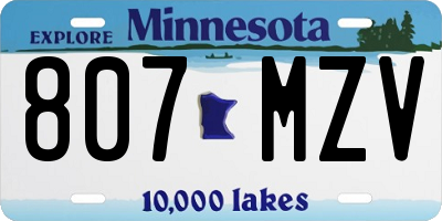 MN license plate 807MZV