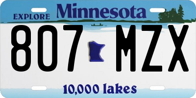 MN license plate 807MZX