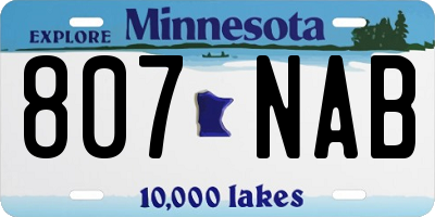 MN license plate 807NAB