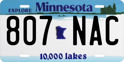 MN license plate 807NAC