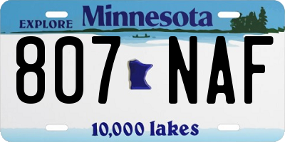 MN license plate 807NAF