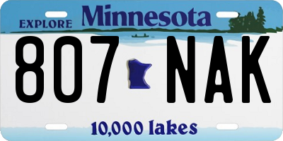 MN license plate 807NAK