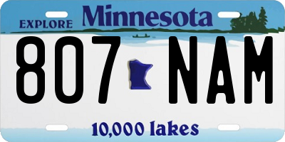 MN license plate 807NAM