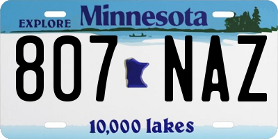 MN license plate 807NAZ
