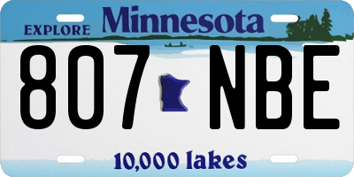 MN license plate 807NBE