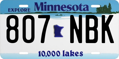 MN license plate 807NBK