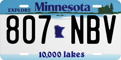 MN license plate 807NBV
