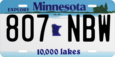 MN license plate 807NBW