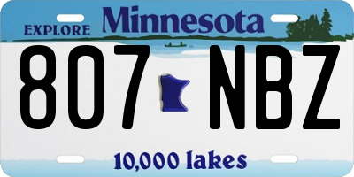 MN license plate 807NBZ