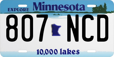 MN license plate 807NCD