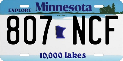 MN license plate 807NCF