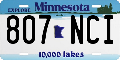 MN license plate 807NCI