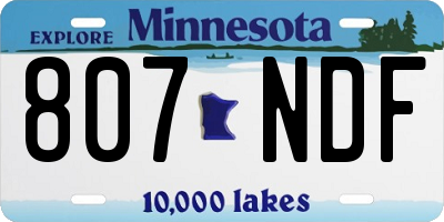 MN license plate 807NDF