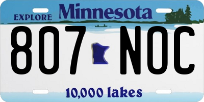 MN license plate 807NOC