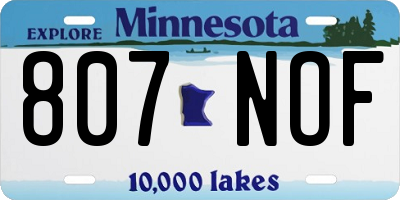 MN license plate 807NOF