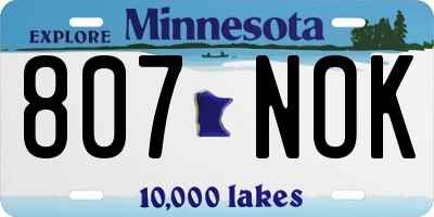 MN license plate 807NOK