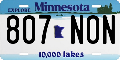 MN license plate 807NON