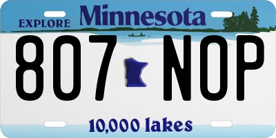 MN license plate 807NOP