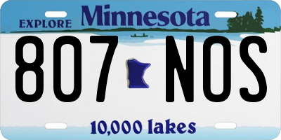 MN license plate 807NOS