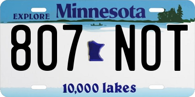 MN license plate 807NOT
