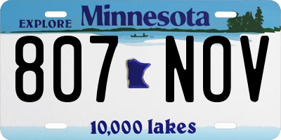 MN license plate 807NOV