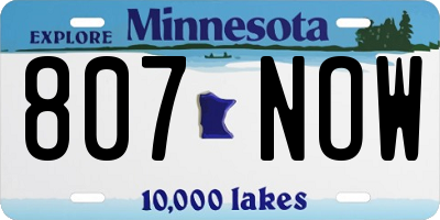 MN license plate 807NOW