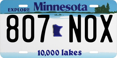 MN license plate 807NOX