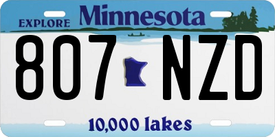 MN license plate 807NZD