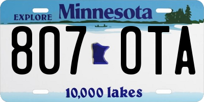 MN license plate 807OTA