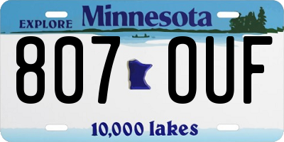MN license plate 807OUF
