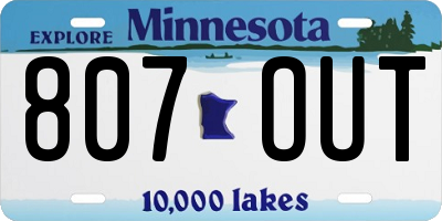 MN license plate 807OUT