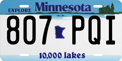 MN license plate 807PQI