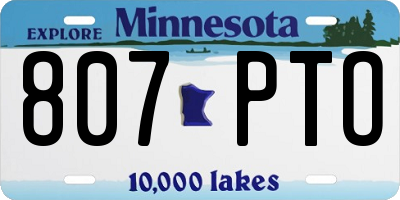 MN license plate 807PTO